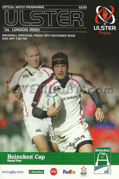 2006 Ulster v London Irish  Rugby Programme